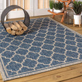 JONATHAN Y SMB109D-14 Trebol Moroccan Trellis Textured Weave Navy/Gray 10 ft. x 14 ft. Indoor/Outdoor Area Rug, Pet Friendly, No