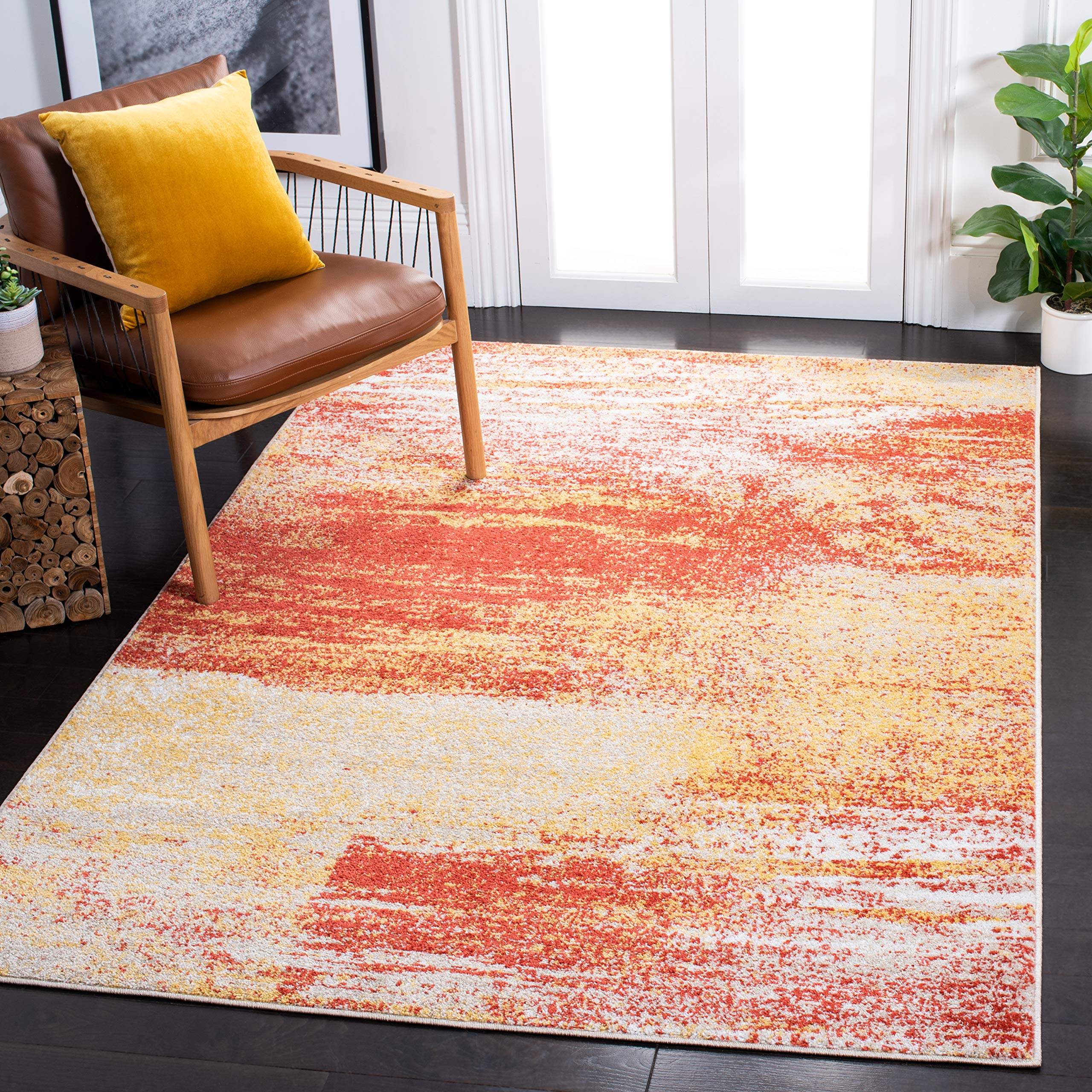 SAFAVIEH Adirondack Collection Accent Rug - 3 x 5, Rust & Gold, Modern Abstract Design, Non-Shedding & Easy Care, Ideal for Hi