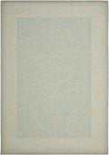 SAFAVIEH Courtyard Collection Accent Rug - 4 x 57, Aqua & Cream, Non-Shedding & Easy Care, Indoor/Outdoor & Washable-Ideal for