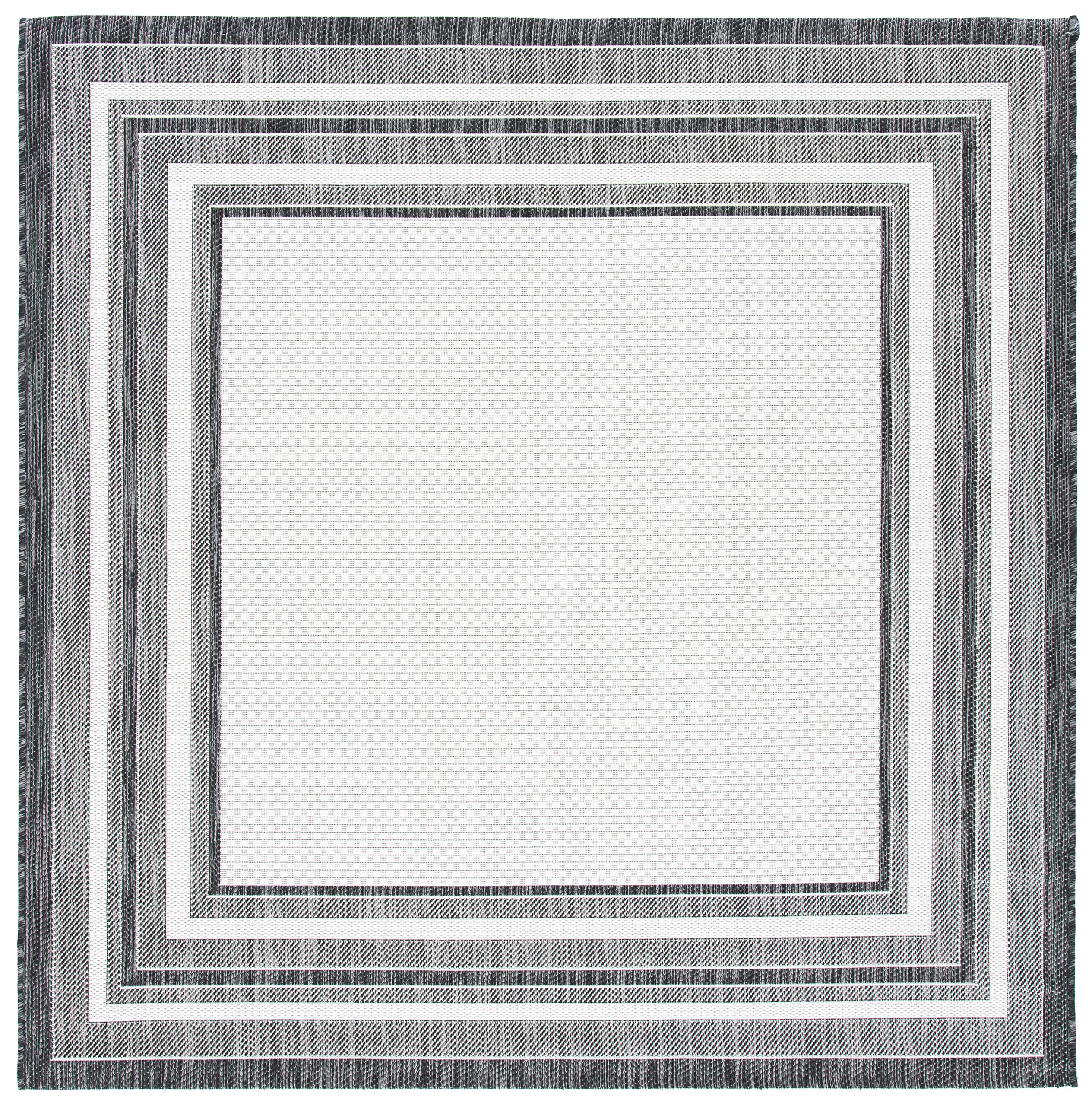 Safavieh Courtyard Collection 6'7' Square Ivory / Black Cy8475 Indoor/ Outdoor Waterproof Easy Cleaning Patio Backyard Mudroom