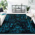 SAFAVIEH Adirondack Collection Area Rug - 8 Square, Black & Teal, Oriental Distressed Design, Non-Shedding & Easy Care, Ideal f