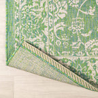 Jonathan Y Smb100F-28 Tela Bohemian Textured Weave Floral Indoor Outdoor Area-Rug, Coastal, Traditional, Transitional Easy-Cleaning,Bedroom,Kitchen,Backyard,Patio,Non Shedding, Cream/Green, 2 X 8
