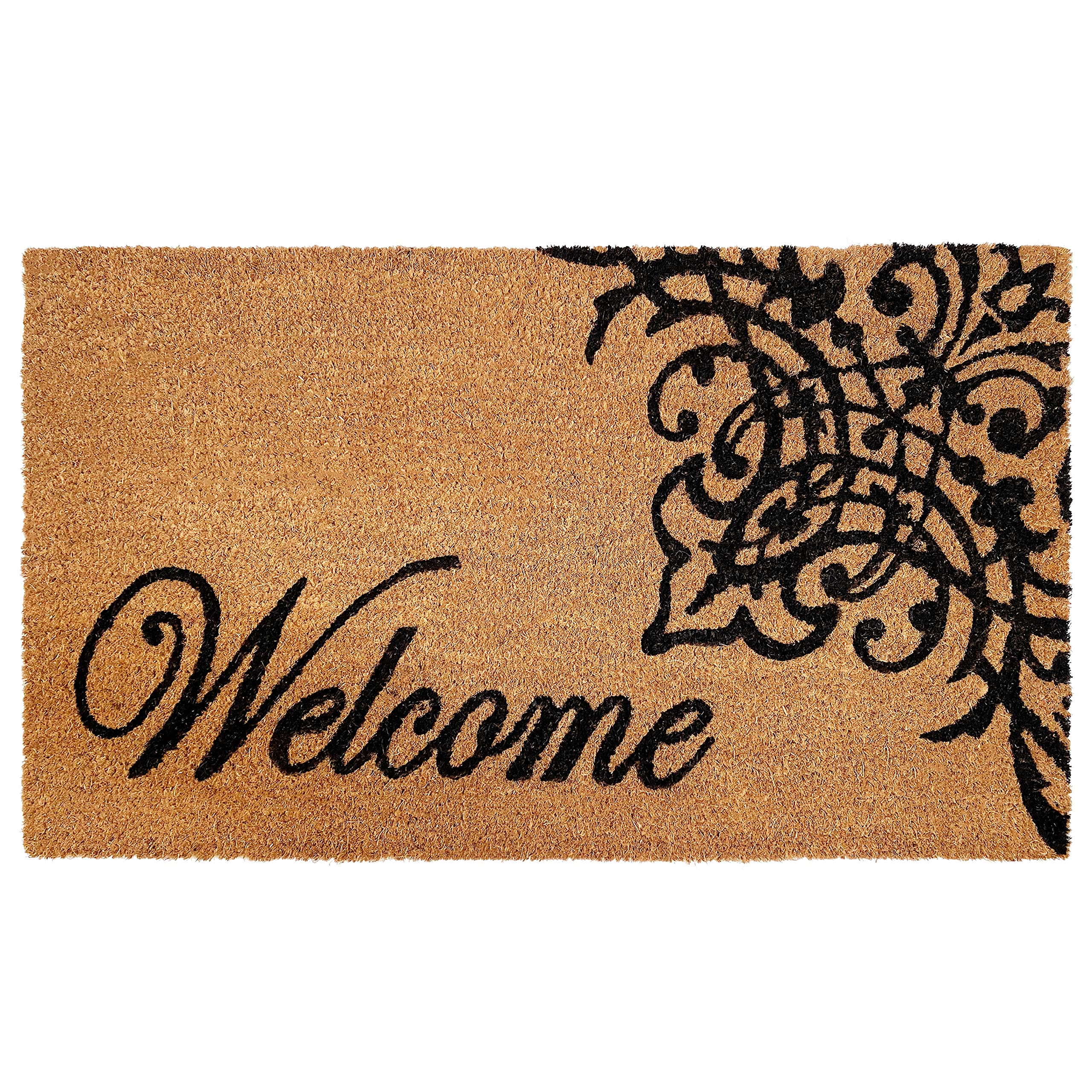 Calloway Mills 121352436 Scroll Welcome Doormat, 24' X 36', Natural/Black