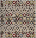 Safavieh Amsterdam Collection 6'7'' Square Light Grey/Multi Ams108G Moroccan Boho Non-Shedding Living Room Bedroom Area Rug
