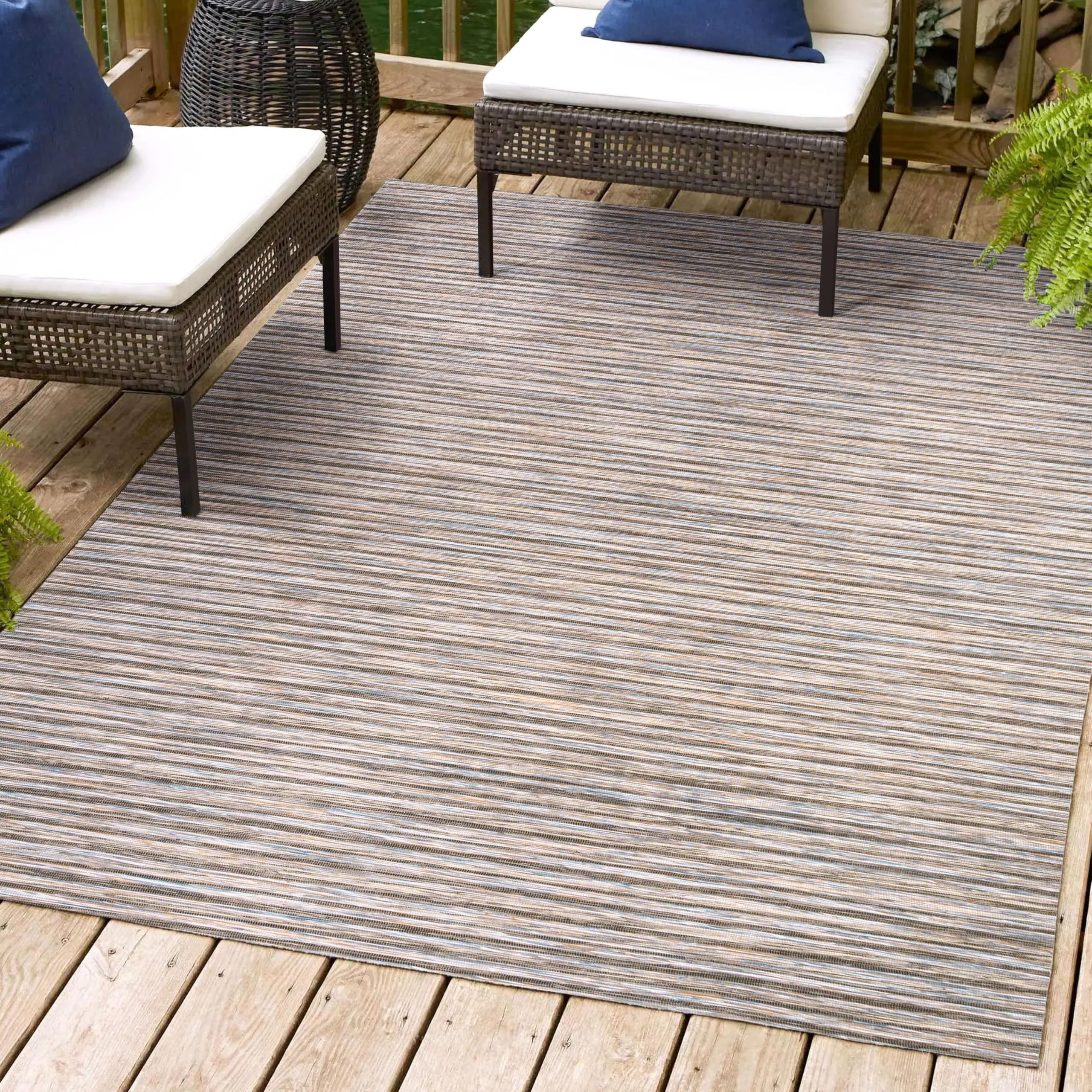 Jonathan Y Tsn102A-8 Finn Modern Farmhouse Pinstripe Indoor Outdoor Area Rug Casual Contemporary Coastal Easy Cleaning Bedroom K