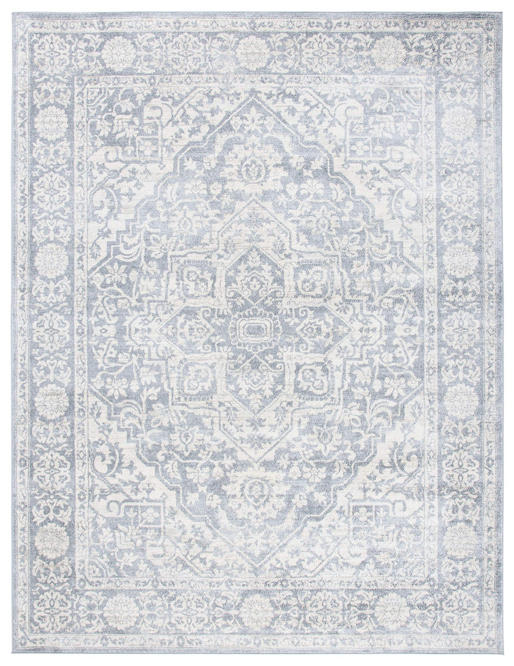 Safavieh Brentwood Collection Area Rug - 6' X 9', Light Grey & Ivory, Medallion Distressed Design, Non-Shedding & Easy Care, Ide