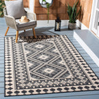 Safavieh Veranda Collection Accent Rug - 4' X 5'7', Ivory & Grey, Boho Design, Non-Shedding & Easy Care, Indoor/Outdoor & Washa