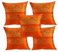 Pinkpparrot Jacquard Silk 18X18 Inch Decorative Throw Pillow Covers/Cushion Covers  Set Of 5Code 01127
