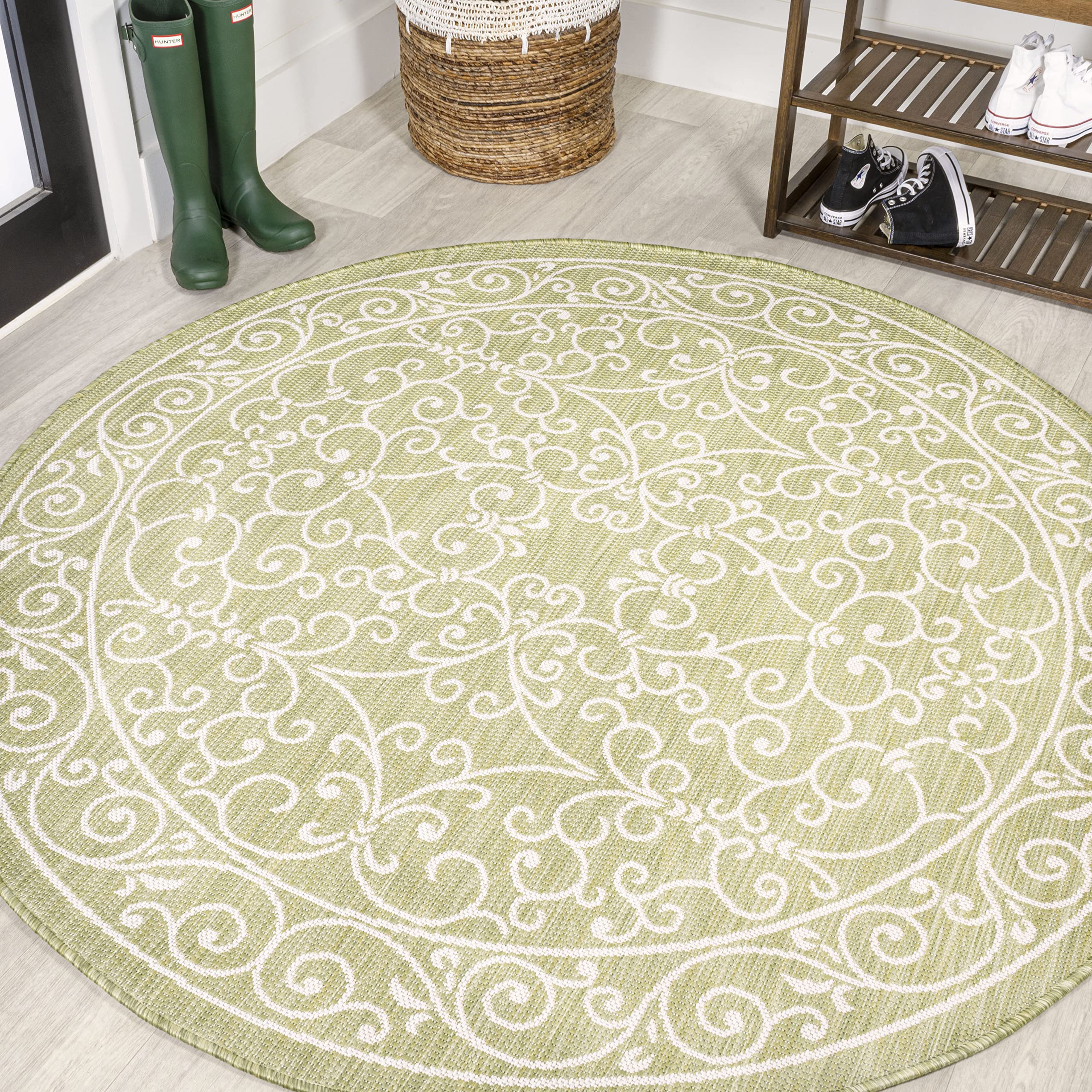 JONATHAN Y SMB106H-5R Charleston Vintage Filigree Textured Weave Indoor Outdoor Area-Rug, Bohemian Coastal Traditional Easy-Clea