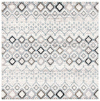Safavieh Amsterdam Collection 6'7'' Square Ivory/Grey Ams108A Moroccan Boho Non-Shedding Living Room Bedroom Area Rug