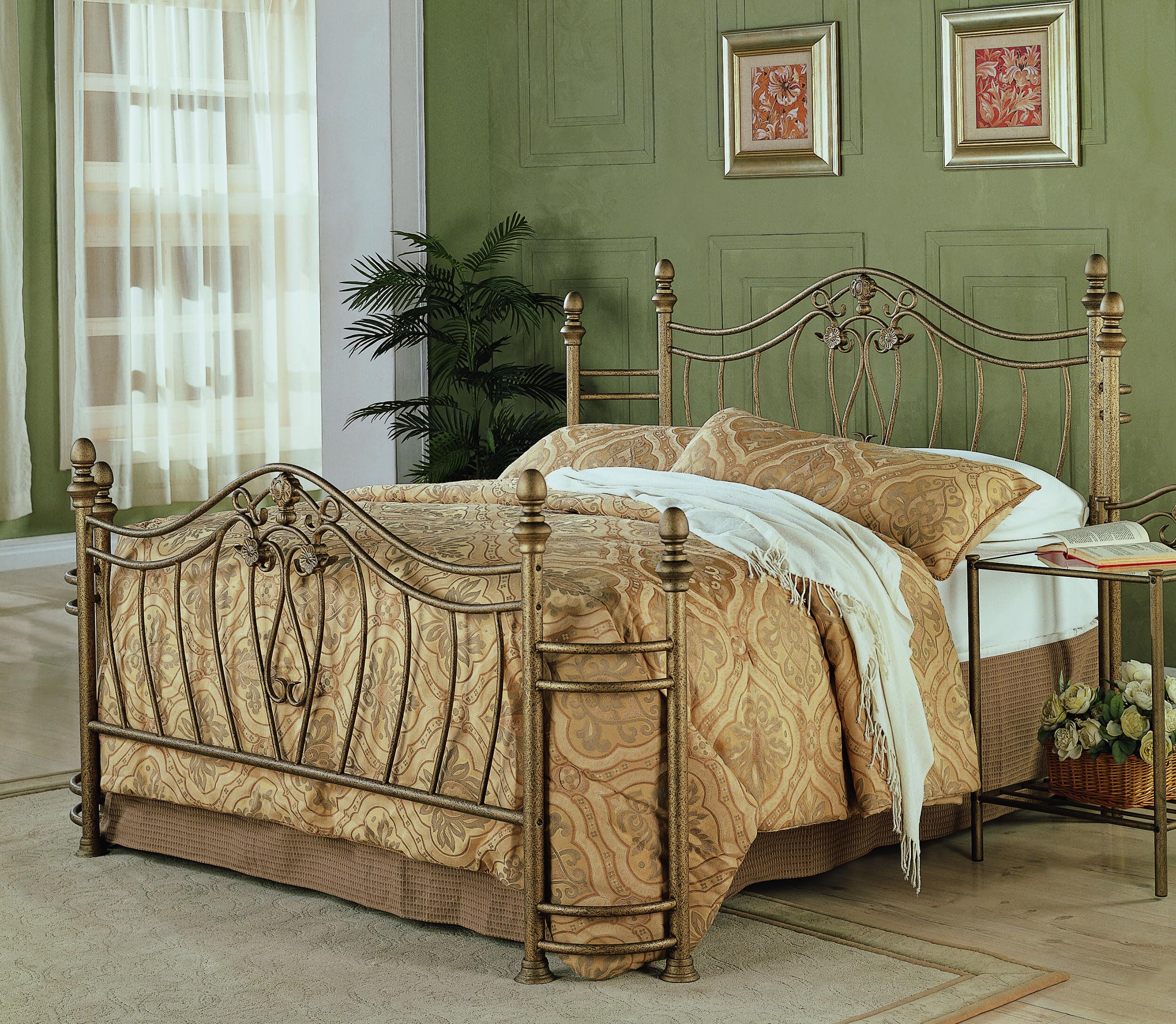 Coaster Home Furnishings Sydney Traditional Wood Eastern King Size Open Frame Bed Frame 53-inch Headboard Brushed Gold 300171KE