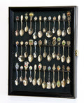 36 Spoon Display Case Wall Rack Cabinet Holder Box 98% Uv - Lockable -Black Finish