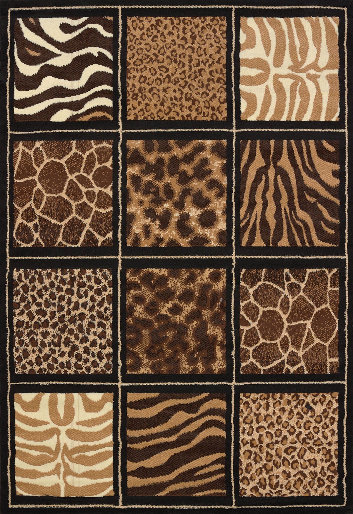United Weavers Of America Legends Collection Safari Square Rug, 53 Inch  By 72 Inch , Black, Room Size (910 03450)