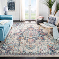 SAFAVIEH Madison Collection Area Rug - 6 x 9, Cream & Blue, Boho Chic Medallion Distressed Design, Non-Shedding & Easy Care, I