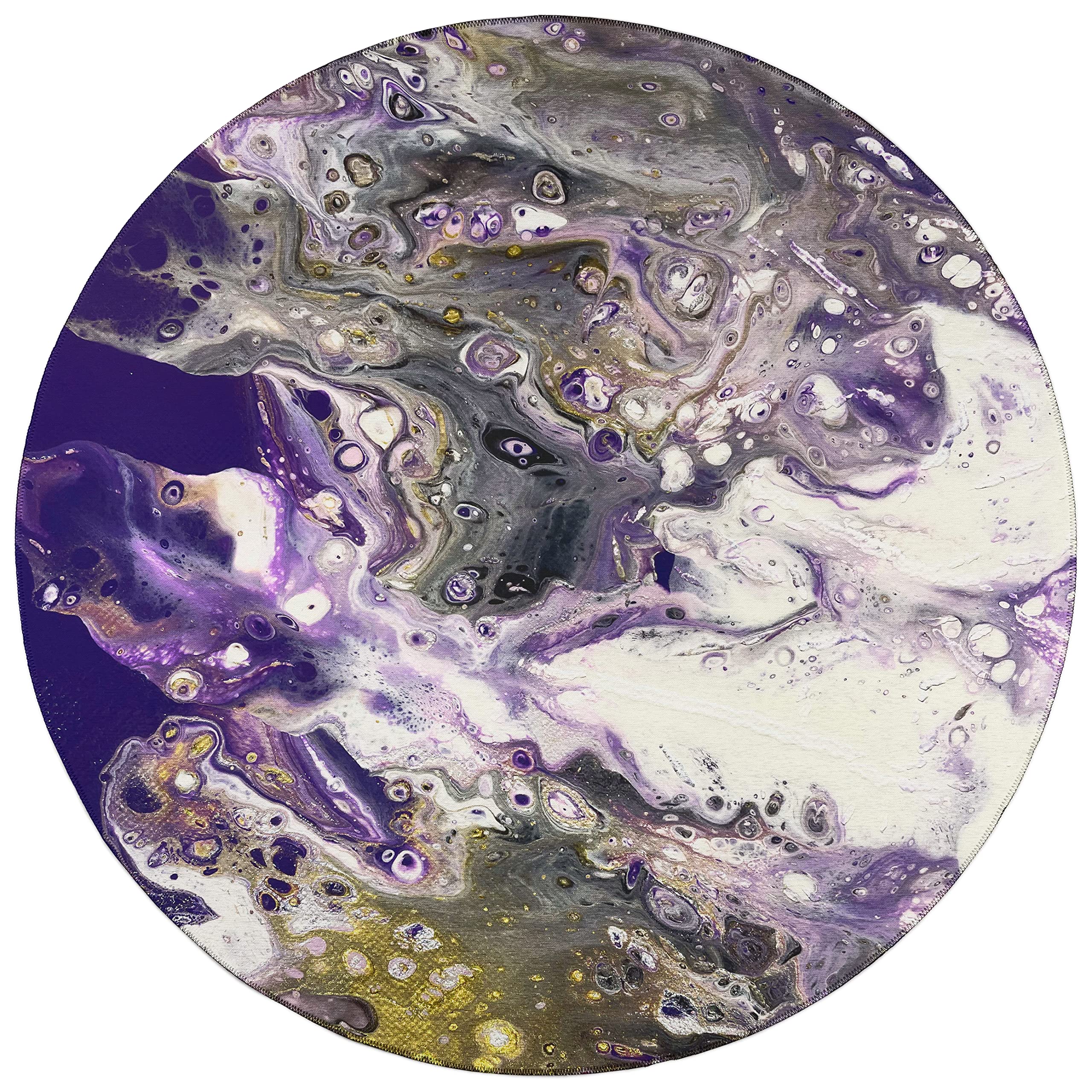 Addison Rugs Karina Akc37 Amethyst 8' X 8' Indoor Outdoor Round Rug, Easy Clean, Machine Washable, Non Shedding, Bedroom, Entry, Living Room, Dining Room, Kitchen, Patio Rug
