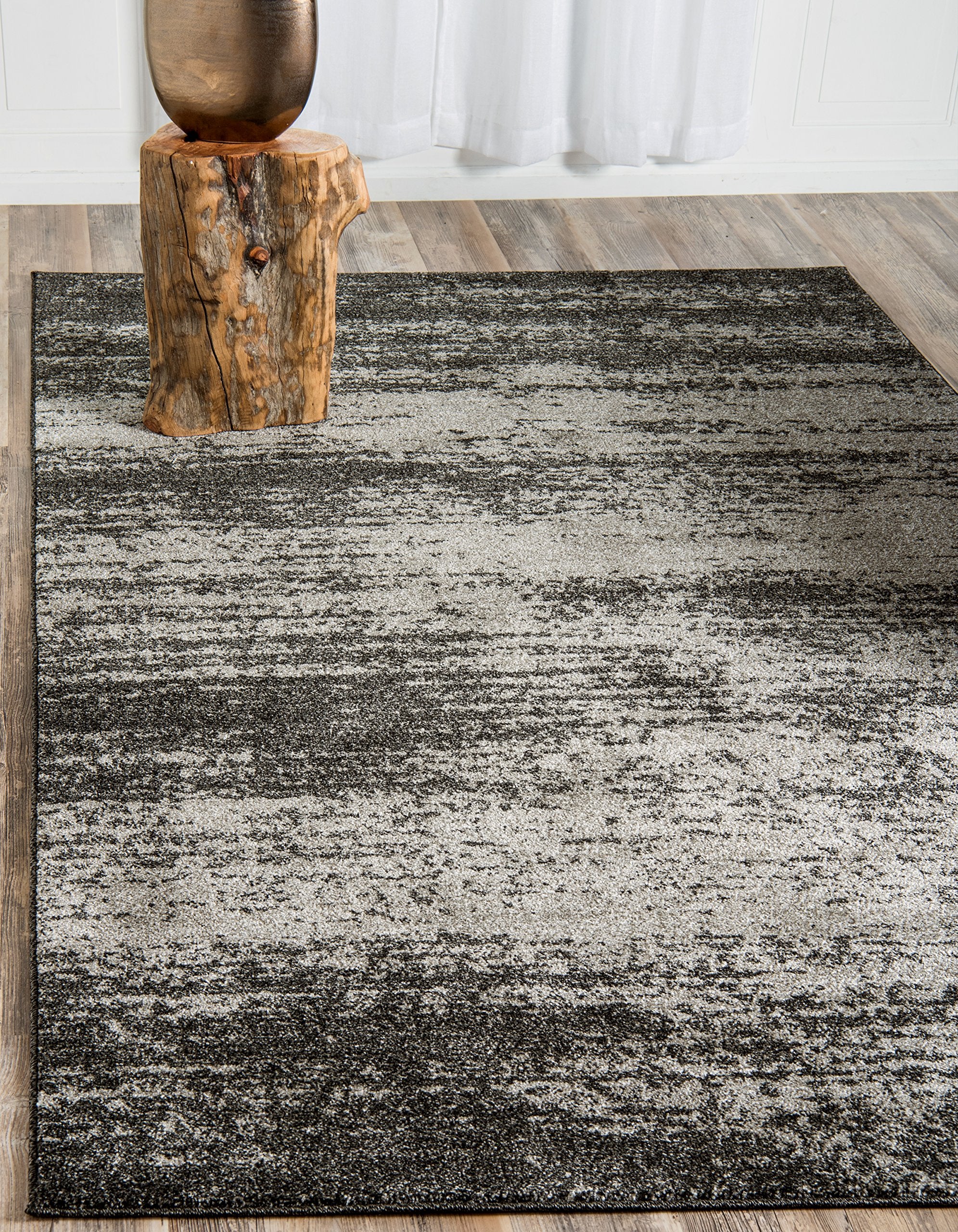 Unique Loom Del Mar Collection Area Rug - Lucille (3' 3'' X 5' 3'' Rectangle, Dark Gray/ Ivory)