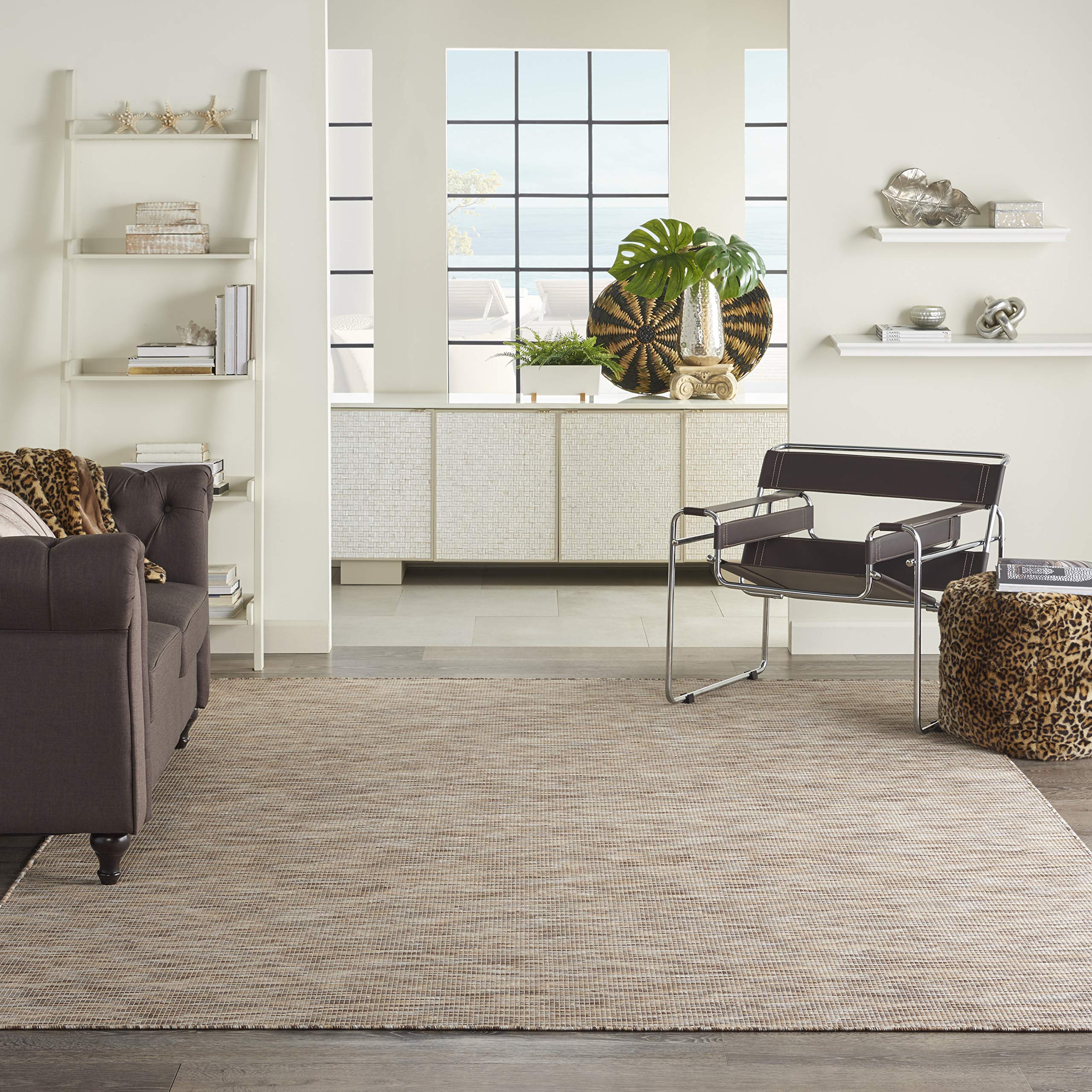 Nourison Positano Indoor-Outdoor Beige 5' X 7' Area Rug, Easy Cleaning, Non Shedding, Bed Room, Living Room, Dining Room, Backya