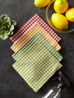 Dii Heavy Duty Kitchen Towels Collection Long Lasting Quality, Cotton Dish Cloth Set, 13X13'', Pea Patch Gingham Check, 4 Piece