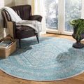 SAFAVIEH Adirondack Collection Area Rug - 6 Round, Light Grey & Teal, Oriental Medallion Design, Non-Shedding & Easy Care, Idea
