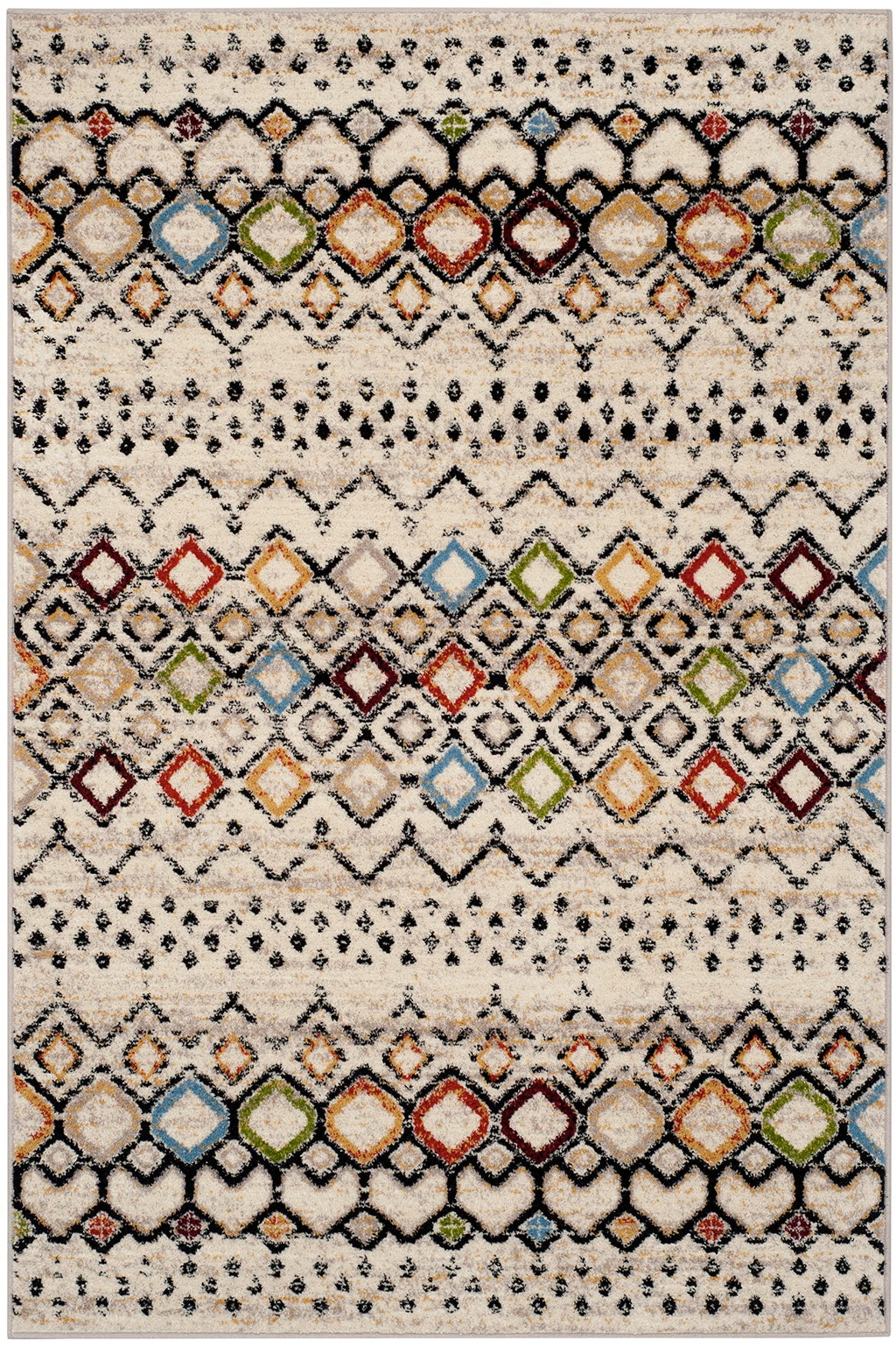 Safavieh Amsterdam Collection Accent Rug - 4' X 6', Ivory & Multi, Moroccan Boho Design, Non-Shedding & Easy Care, Ideal For Hig