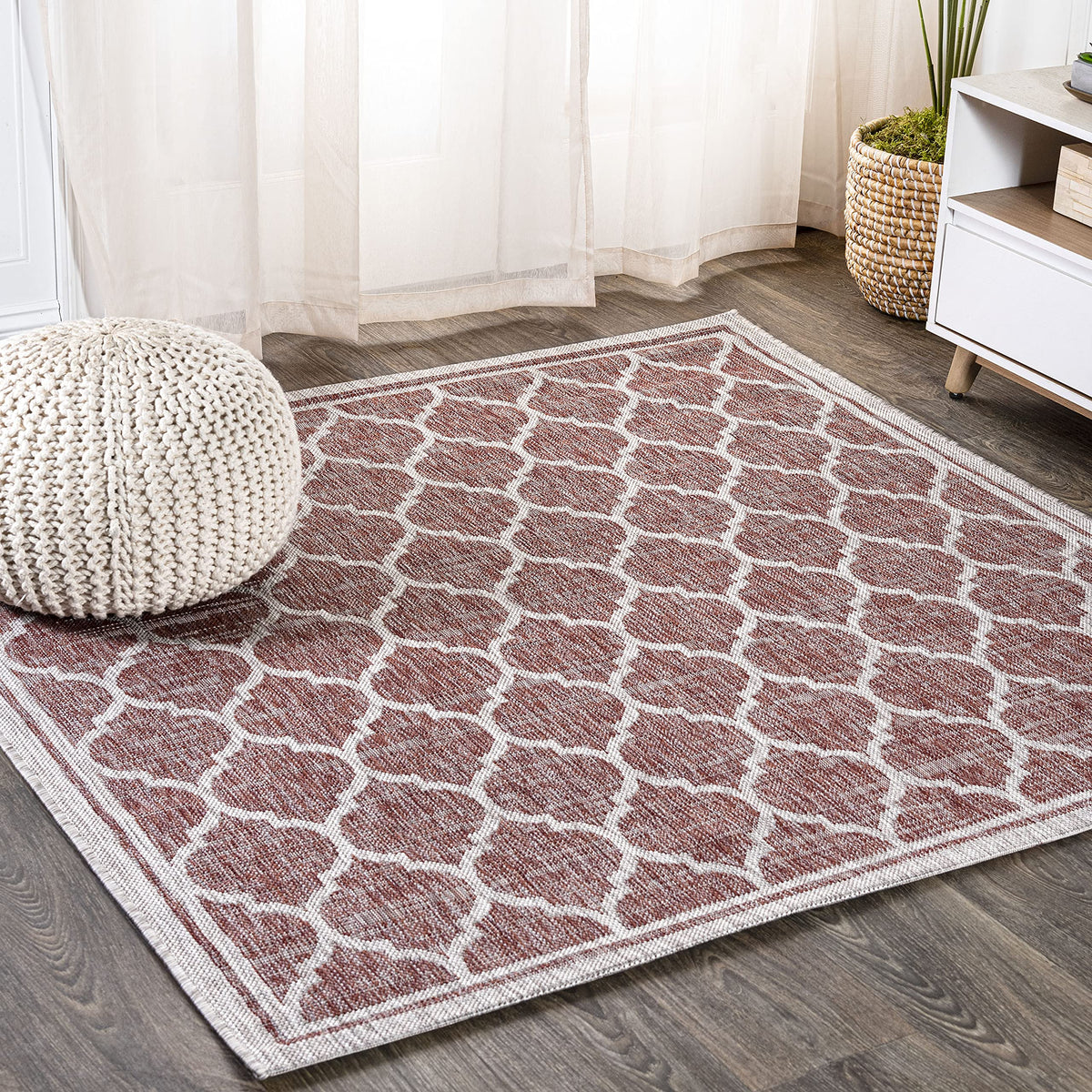 Jonathan Y Smb109C-3Sq Trebol Moroccan Trellis Textured Weave Indoor/Outdoor Area Rug, Modern, Bohemian, Contemporary For Bedroo