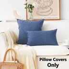 Home Brilliant Burlap Lined Linen Throw Pillow Covers Decorative For Couch, 18X18 Inches(45X45Cm), Navy Blue