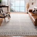 SAFAVIEH Natura Collection Area Rug - 8 x 10, Ivory & Black, Handmade Moroccan Boho Wool Fringe, Ideal for High Traffic Areas 