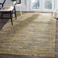 SAFAVIEH Rag Rug Collection Accent Rug - 3 x 5, Yellow & Multi, Handmade Boho Stripe Cotton, Ideal for High Traffic Areas in E
