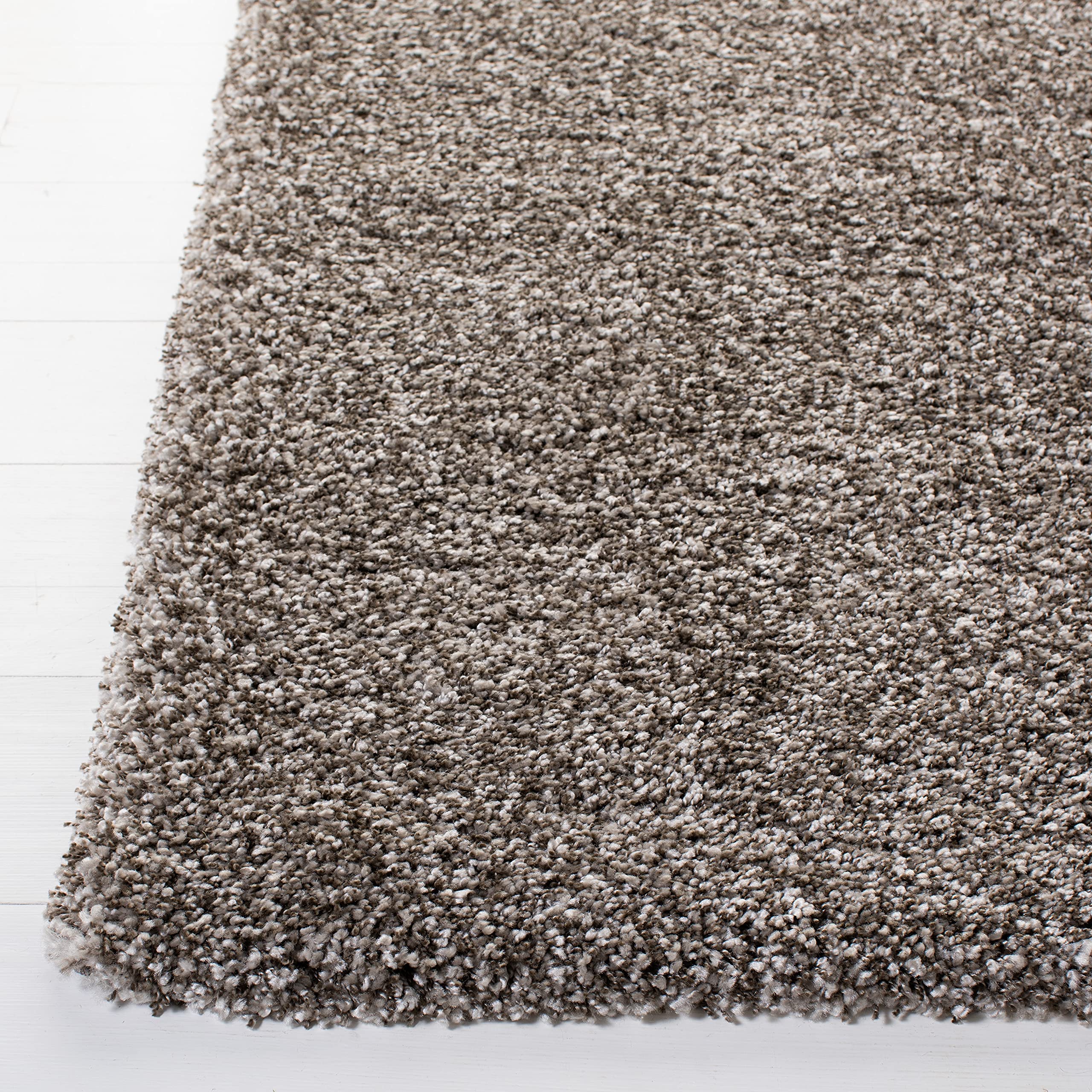 Safavieh Milan Shag Collection Area Rug - 5'1'' Square, Grey, Solid Design, Non-Shedding & Easy Care, 2-Inch Thick Ideal For Hig