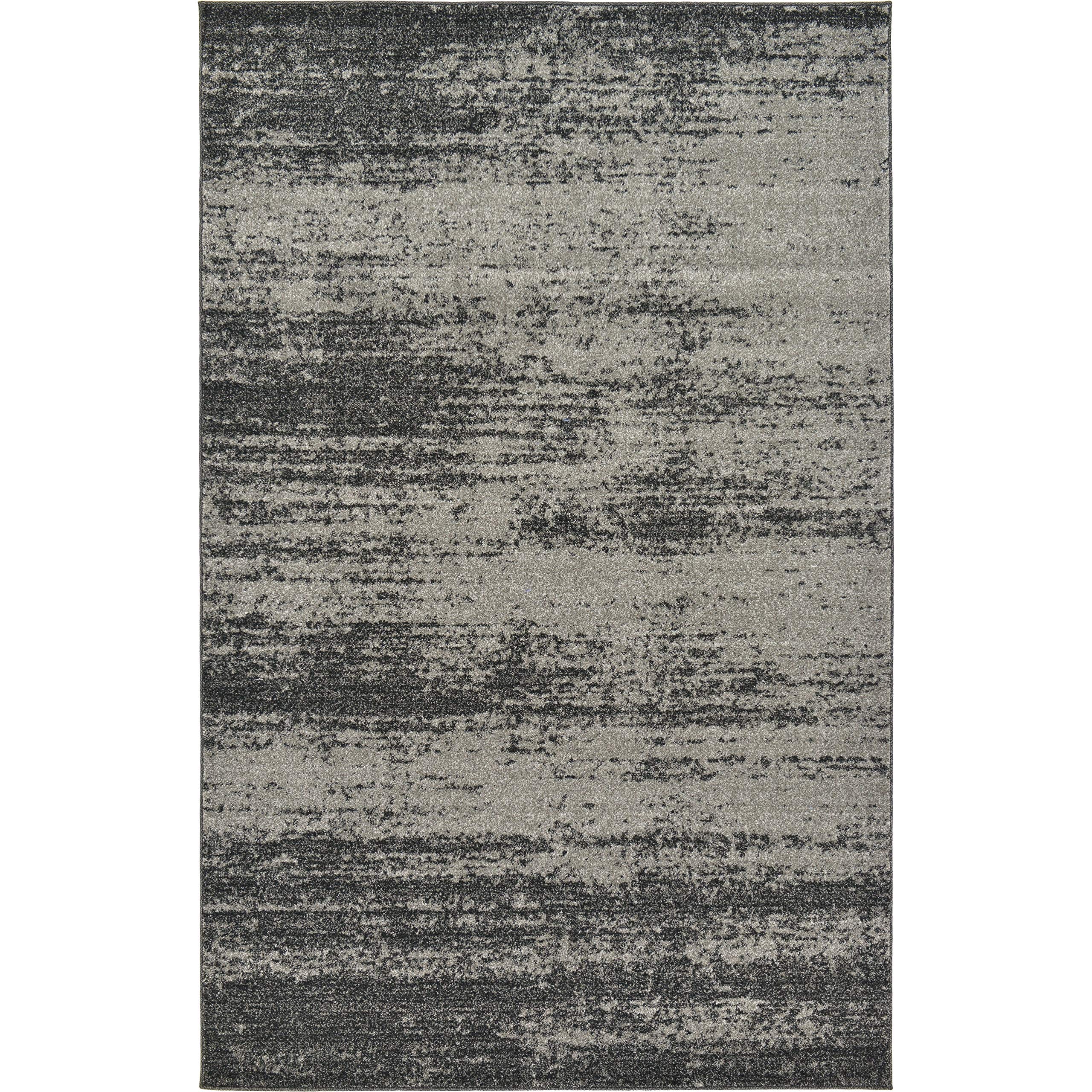 Unique Loom Del Mar Collection Area Rug - Lucille (5' 3'' x 8' Rectangle, Dark Gray/ Ivory)