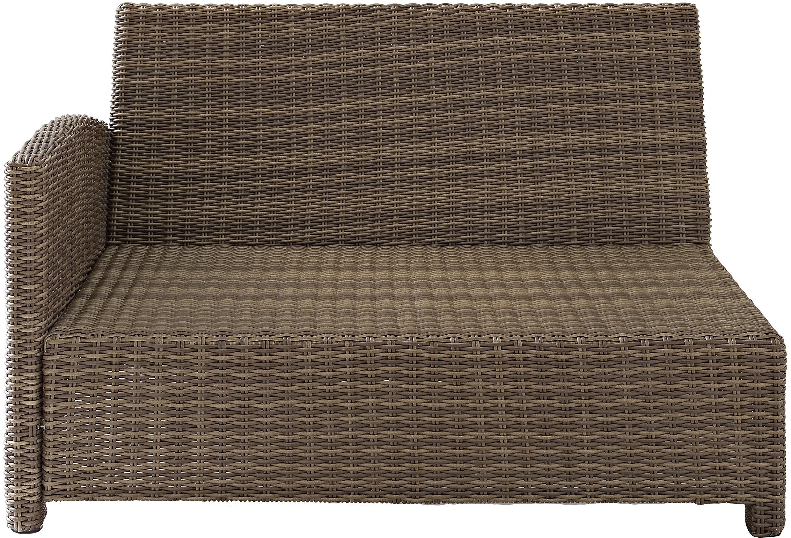 Crosley Furniture Bradenton Outdoor Sectional Left Side Loveseat, 2-Person Wicker Patio Couch for Deck, Brown with Sand Cushions