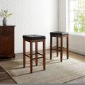 Crosley Furniture Upholstered Mahogany 29-inch Square Seat Bar Stools (Set of 2) - 14.75"W x 14.75"D x 29.25" H - 14.75"W x 14.75"D x 29.25" H