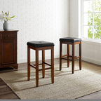 Crosley Furniture Upholstered Mahogany 29-inch Square Seat Bar Stools (Set of 2) - 14.75"W x 14.75"D x 29.25" H - 14.75"W x 14.75"D x 29.25" H