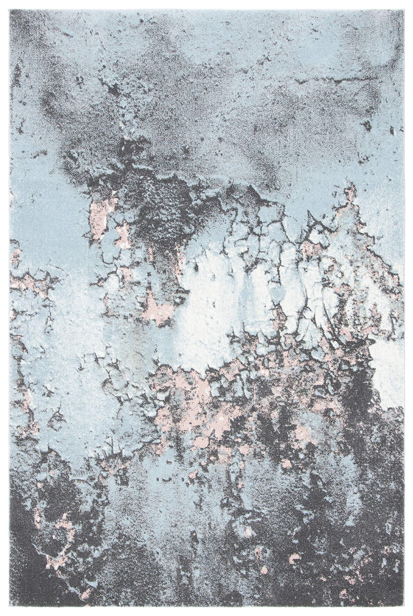 SAFAVIEH Glacier Collection Accent Rug - 23 x 4, Blue & Pink, Modern Abstract Design, Non-Shedding & Easy Care, Ideal for High