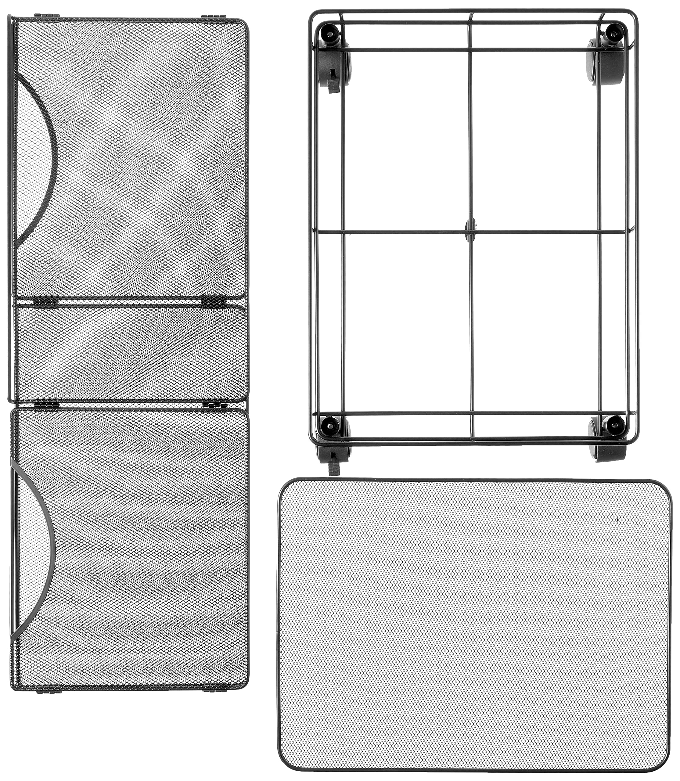 Safco Onyx Rolling Cart Desktop Tub File, Fits Letter-Size Hanging Folders, Collapsible Desk Organizer, Durable Steel Mesh Construction, Black