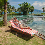 Arkwright California Chaise Lounge Cover - Pack Of 2 - Striped Soft Cotton Cabana Towel With Pocket Holder For Beach Pool Outdoor Chair, 30 X 85 In., Coral