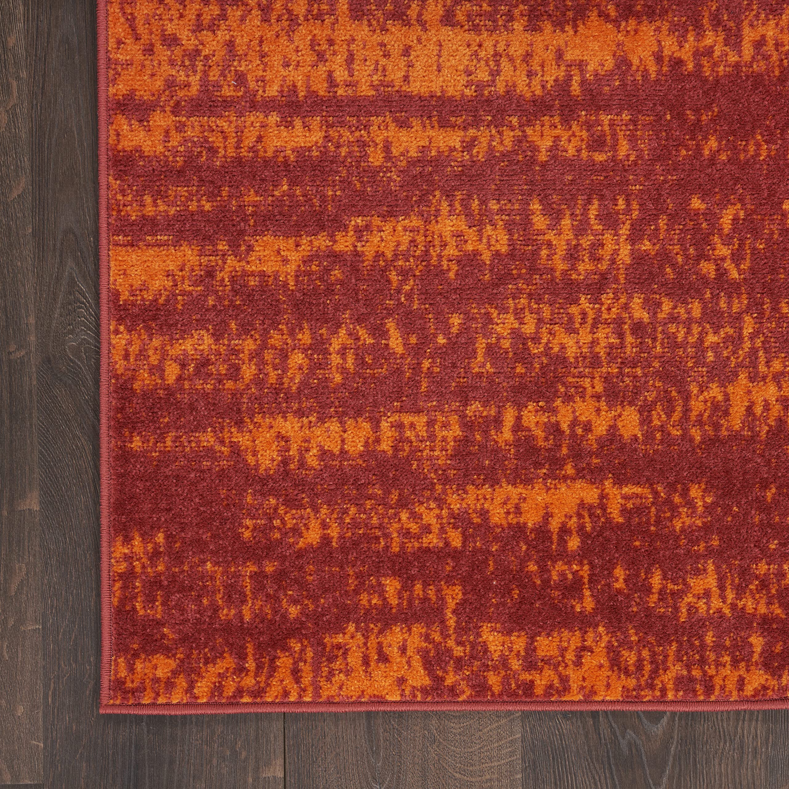 Nourison Essentials Indoor/Outdoor Solid Abstract Red 2' X 6' Area Rug, Easy Cleaning, Non Shedding, Bed Room, Living Room, Dining Room, Backyard, Deck, Patio (2X6)