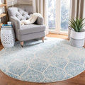 SAFAVIEH Madison Collection 67 Round Cream / Turquoise MAD604E Glam Ogee Trellis Distressed Non-Shedding Dining Room Entryway F