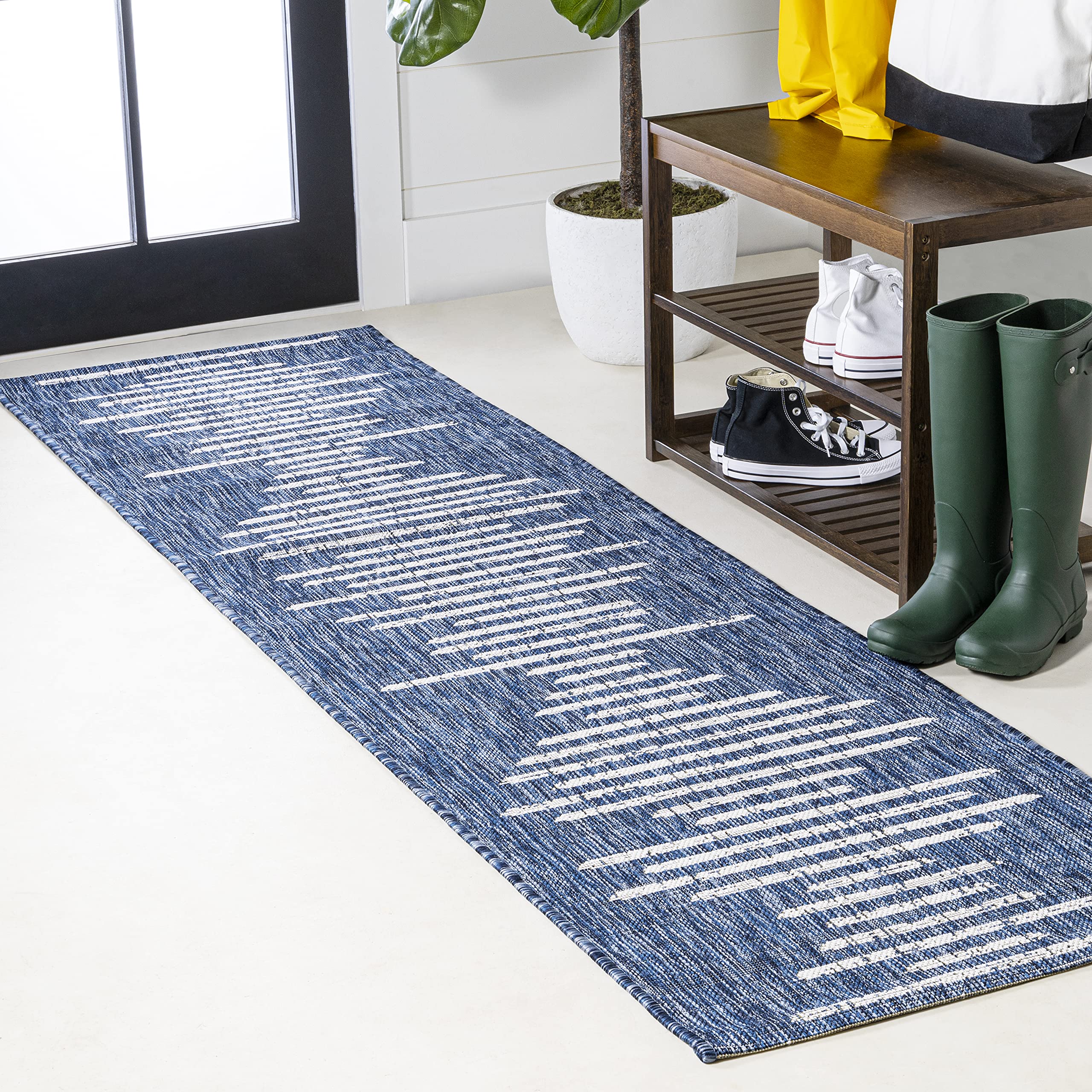 Jonathan Y Smb124C-28 Zolak Berber Stripe Geometric Indoor Outdoor Area Rug Bohemian Contemporary Easy Cleaning Bedroom Kitchen