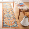 SAFAVIEH Madison Collection Runner Rug - 2 x 8, Orange & Teal, Boho Chic Medallion Distressed Design, Non-Shedding & Easy Care