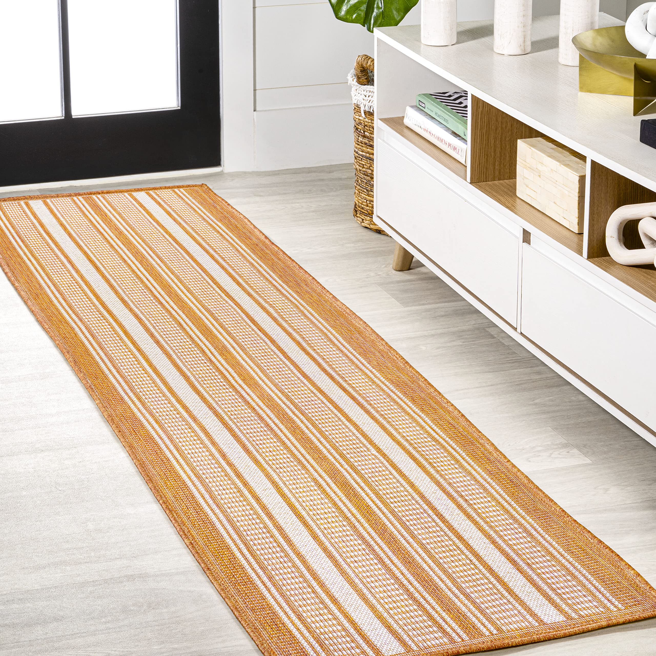 Jonathan Y Smb202C-28 Haynes Modern Double Stripe Indoor Outdoor Area Rug, Farmhouse Rustic Transitional Easy Cleaning,Bedroom,K