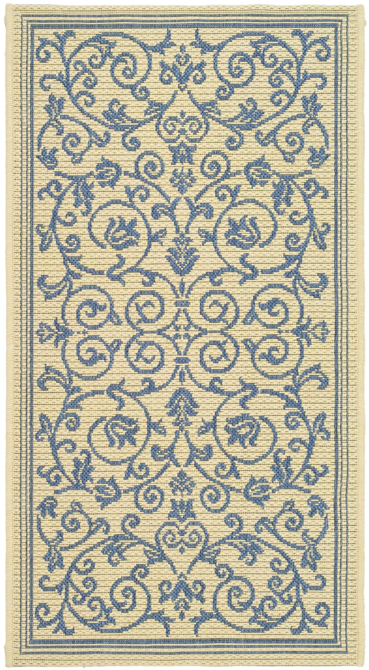 Safavieh Courtyard Collection Accent Rug - 2' X 3'7', Natural & Blue, Indoor/Outdoor & Washable, Ideal For High Traffic Areas I