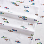 Eddie Bauer Kids - Queen Sheets, Stain Resistant Kids Bedding, Ideal For Toddler Bedding Set (Fish Lake White, Queen)