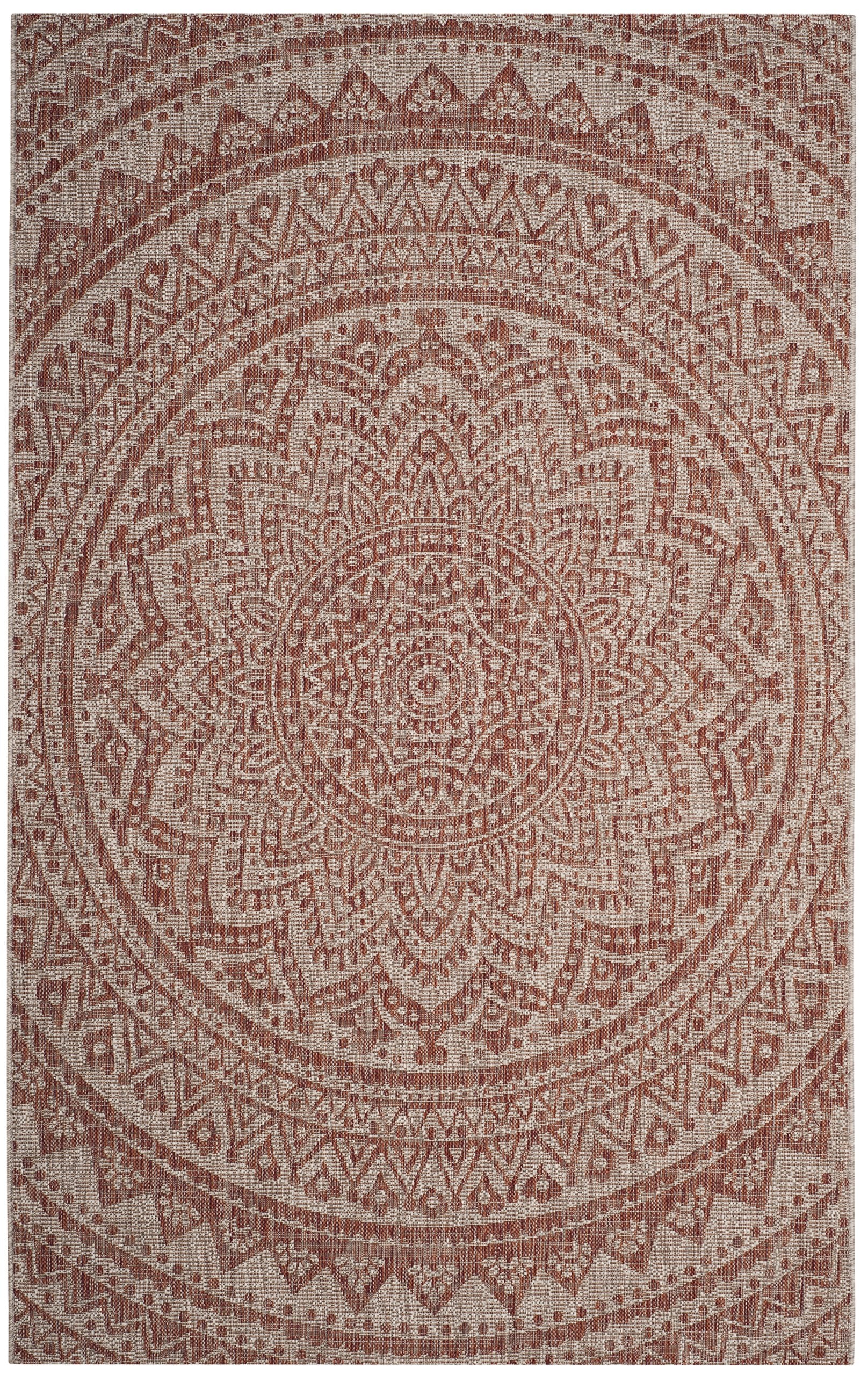 Safavieh Courtyard Collection 6'7' X 9'6' Light Beige/Terracotta Cy8734 Indoor/ Outdoor Waterproof Easy Cleaning Patio Backyard Mudroom Area Rug