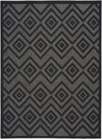Nourison Versatile Indoor/Outdoor Charcoal/Black 6' X 9' Area Rug, Easy Cleaning, Non Shedding, Bed Room, Living Room, Dining Room, Deck, Backyard, Patio, High Traffic Area (6X9)
