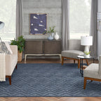 Nourison Versatile Indoor/Outdoor Navy Blue 8' X 10' Area Rug, Easy Cleaning, Non Shedding, Bed Room, Living Room, Dining Room, Deck, Backyard, Patio, High Traffic Area (8X10)