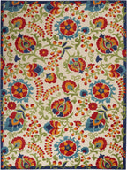Nourison Aloha Indoor/Outdoor Natural/Blue 9'6' X 13' Area -Rug, Easy -Cleaning, Non Shedding, Bed Room, Living Room, Dining Room, Deck, Backyard, Patio (10X13)