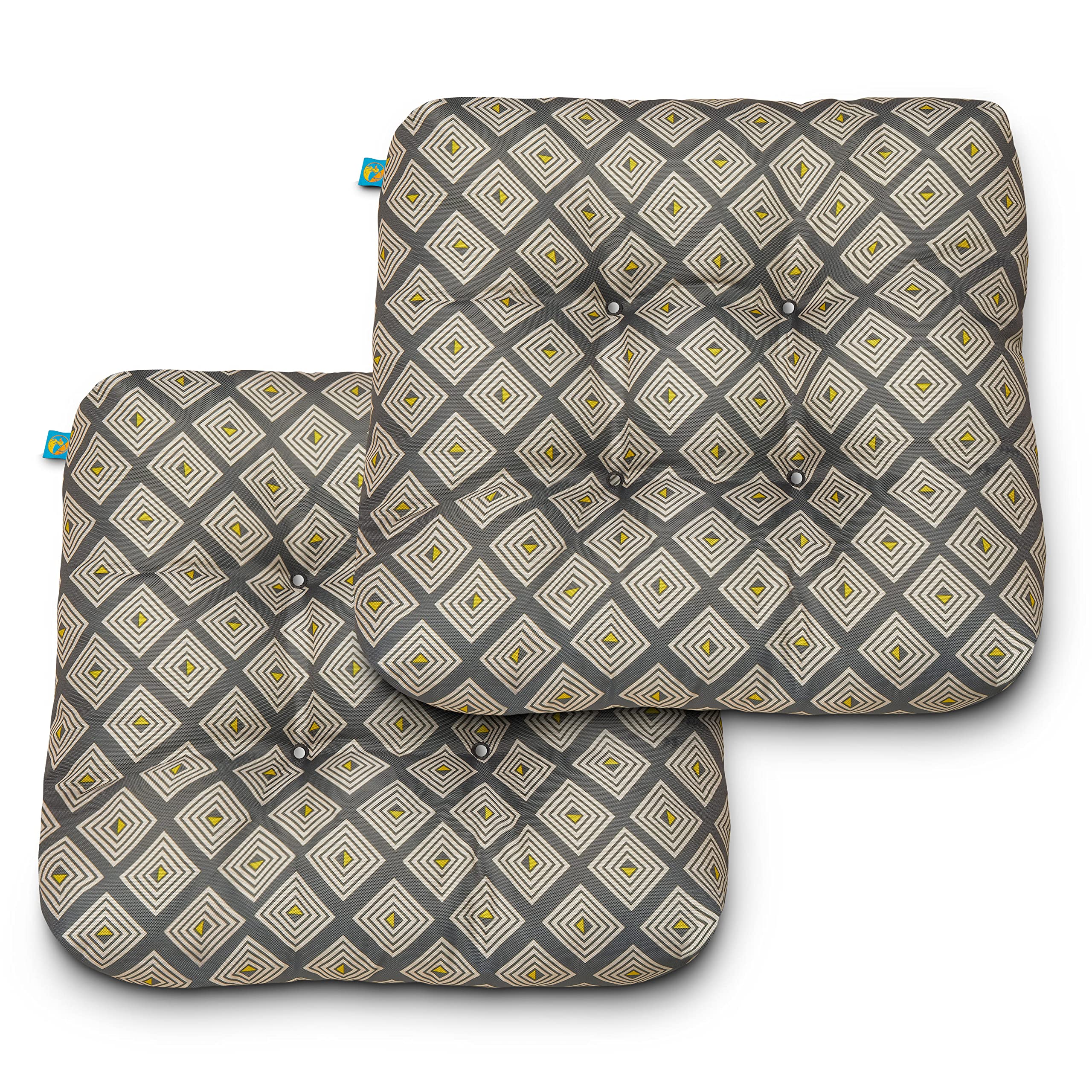 Duck Covers Water-Resistant Indoor/Outdoor Seat Cushions, 19 X 19 X 5 Inch, 2 Pack, Moonstone Mosaic, Outdoor Patio Cushions