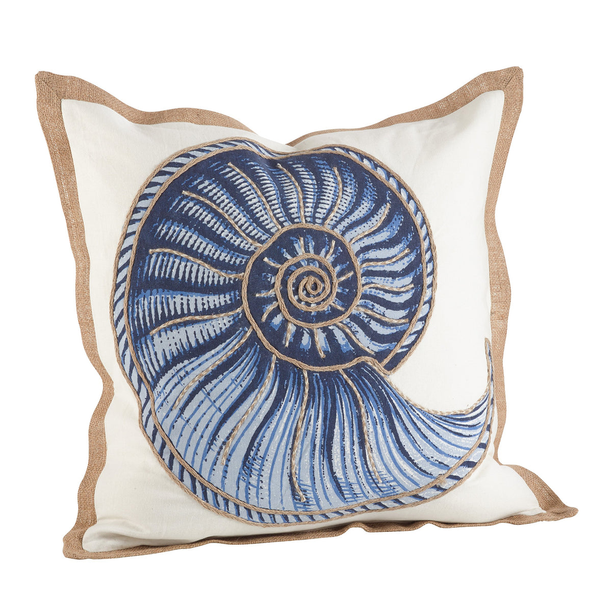 Saro Lifestyle 5434.Nb20S Nautical Spiral Shell Print Down Filled Throw Pillow, Navy Blue, 20'