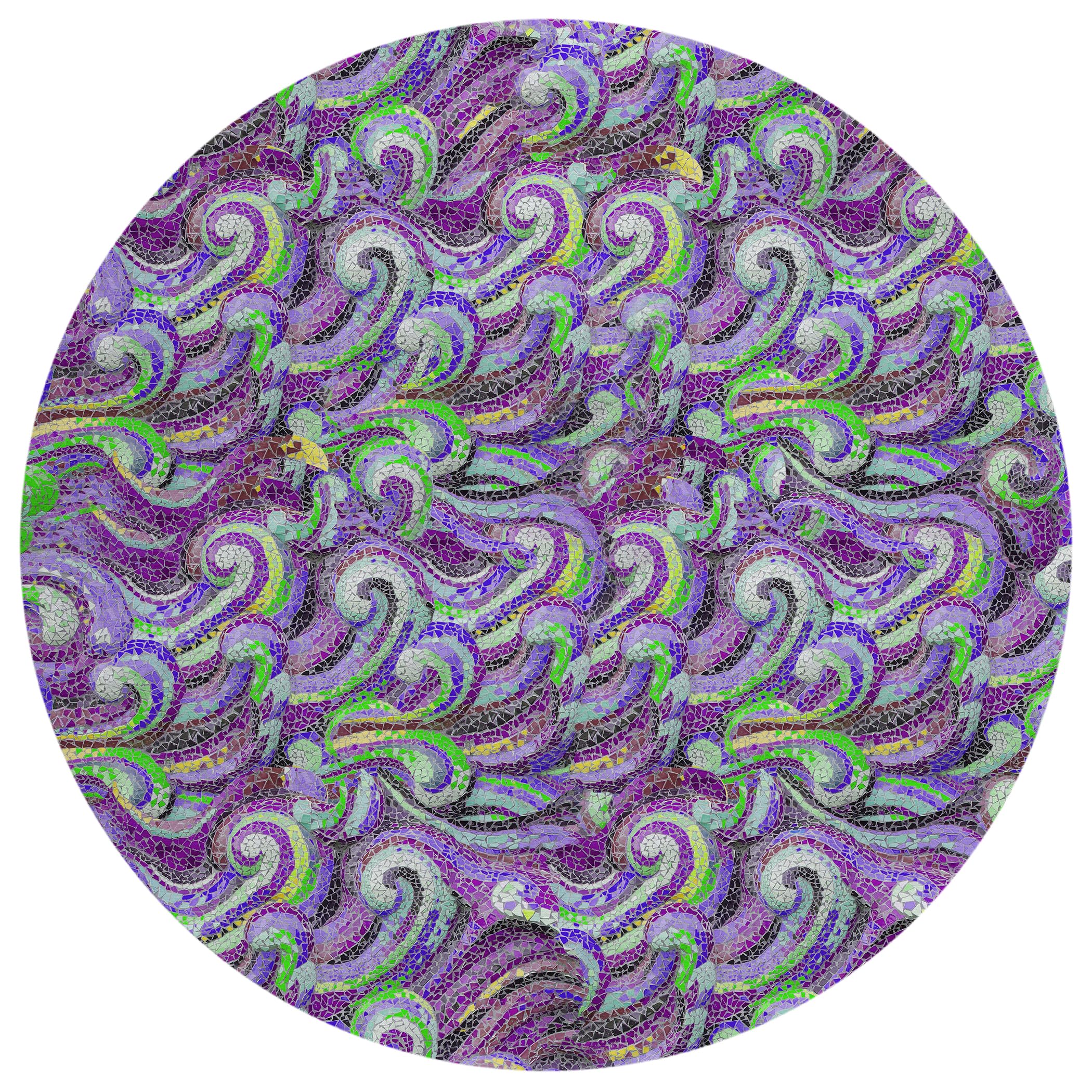 Addison Rugs Surfside Asr44 Purple 8' X 8' Indoor Outdoor Round Rug, Easy Clean, Machine Washable, Non Shedding, Bedroom, Living Room, Dining Room, Kitchen, Patio Rug